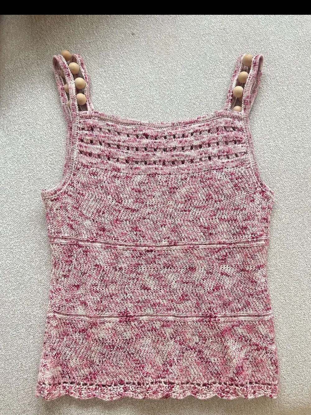 Sam Edelman Pink and Cream Speckled Knit Tank